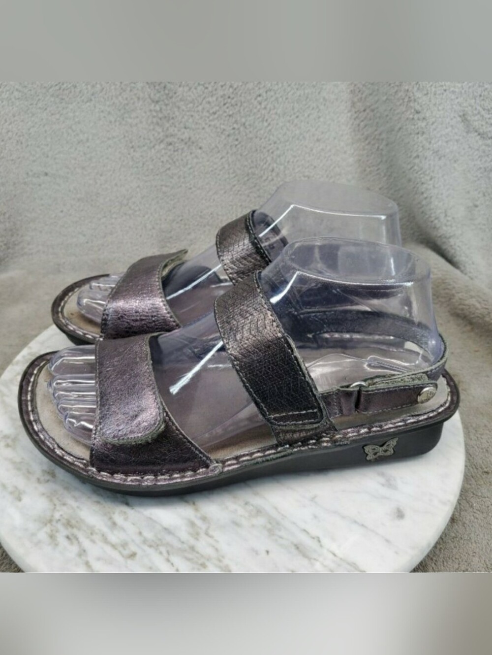 Alegria Verona 228 Metallic Pewter Adjustable Strap Women's Sandals